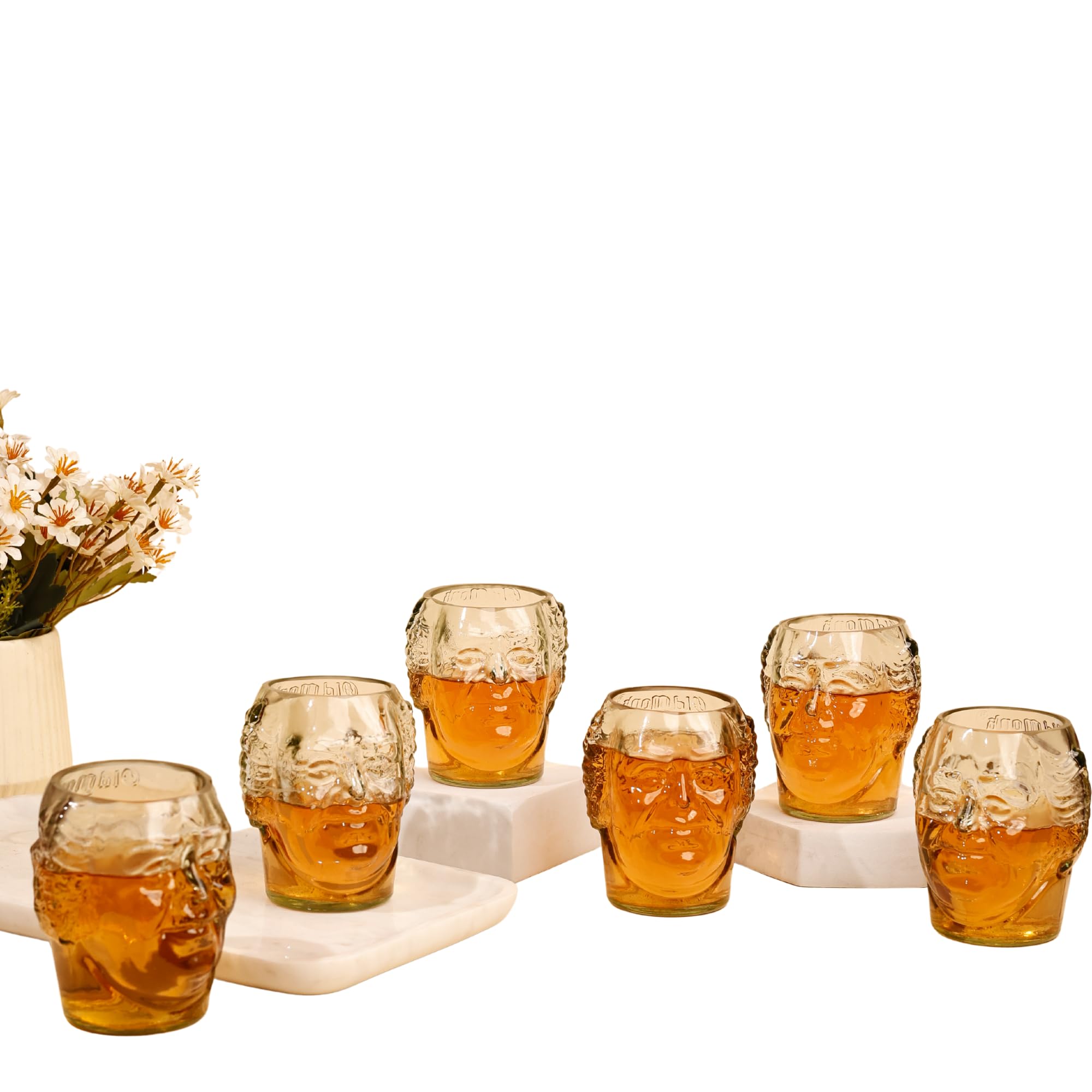 KAVI Small Old Monk Face Glasses 300ML (Set of 6)