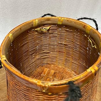 Amazon.co.jp: アンティーク 竹製魚篭 ビク 竹花籠 竹細工 華道