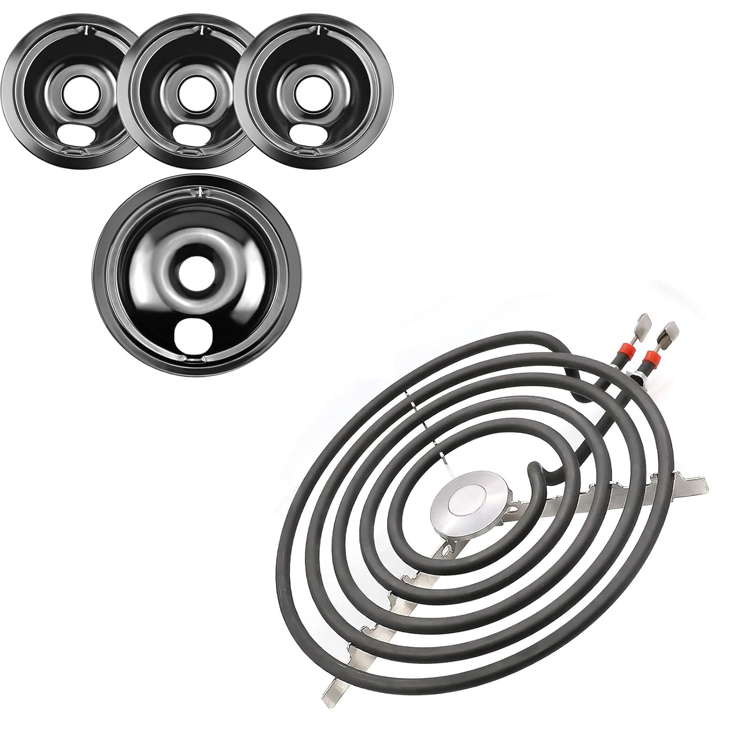 Beaquicy WB30T10074 Stove Burner Replacement 8 inch for GE Electric Kenmore Hotpoint Stove/Oven & WB31M19 WB31M20 Porcelain Drip Pan Bowls Replacement for Kenmore GE Hotpoint Burner Electric Range