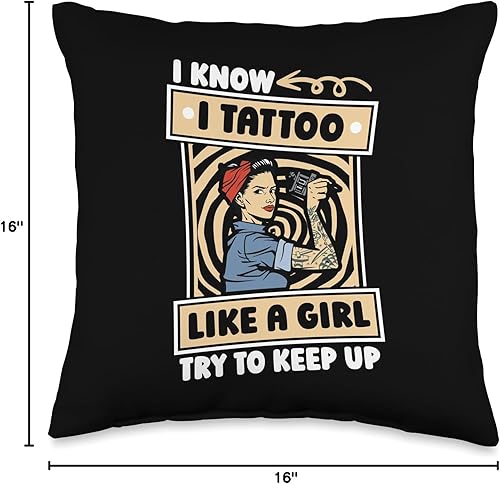 Miniatura 6 de Tattoo Artist Gifts  Accessories Tattooist Girl Tattooer Tattoo Artist - Almohada de 18 x 18 pulgadas multicolor