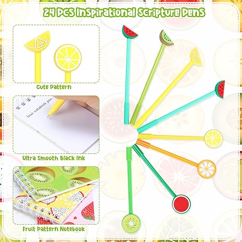 Miniatura 3 de Yeaqee 48 piezas de mini cuadernos y bolígrafos de frutas de verano, recuerdos de fiesta, lindos diarios y bolígrafos, rellenos de piñata, regalos
