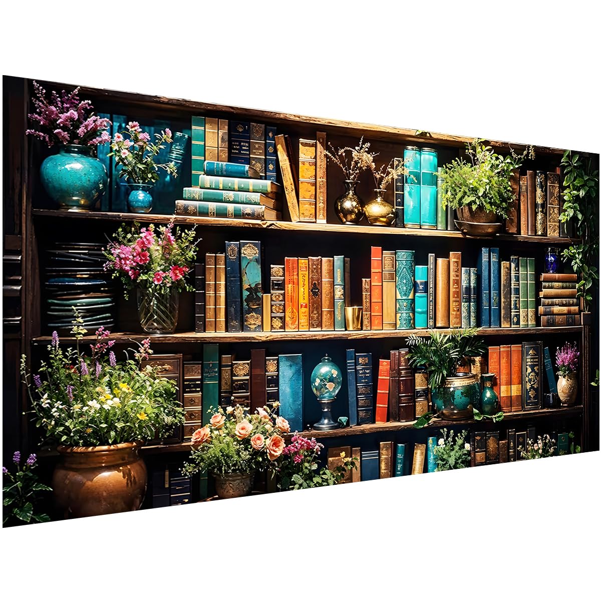 Amazon.com: Ohhvvow 5D Bookshelf & Blooms Large Diamond Art Kit