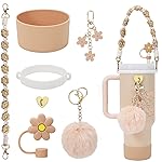 Stanley Cup Accessories Set Including 1 Pcs Water Bottle Handle Strap, 1 Pcs Siliocne Stanley Cup Boot, 1 Pcs Siliocne Straw Cover, 2 Pcs Stanley Charms for Stanley Cup 40oz & 30oz Tumbler (Green)
