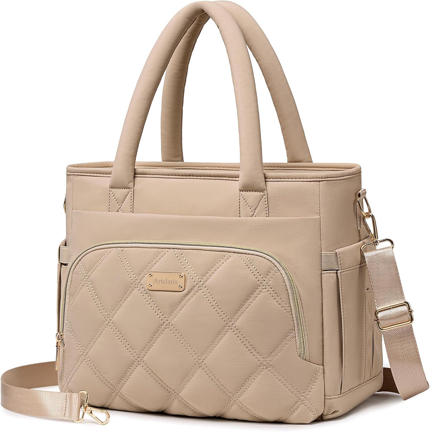 Artelaris Lunch Bag Women, Adult Insulated Lunch Box, Leakproof Lunch Cooler Bag, Reusable Large Lunch Cooler for Work, Picnic, Travel (Khaki)