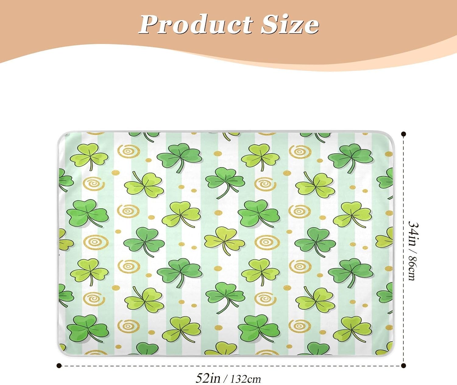 CEBUGI 34” x 52”Washable Underpads Heavy Absorbency Waterproof Incontinence Bed Pads Watercolor Clover Leaves Pee Pads for Adults Kids and Baby