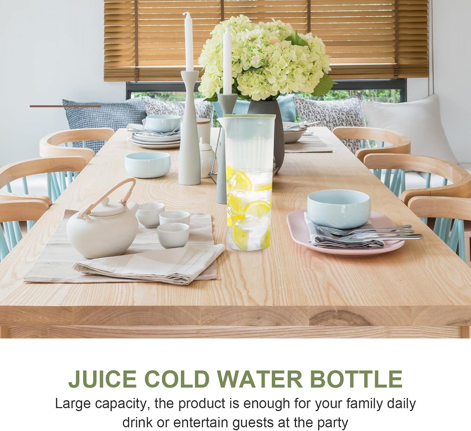 Simple Light Green Plastic Cold Drink Jug for Fridge Storage