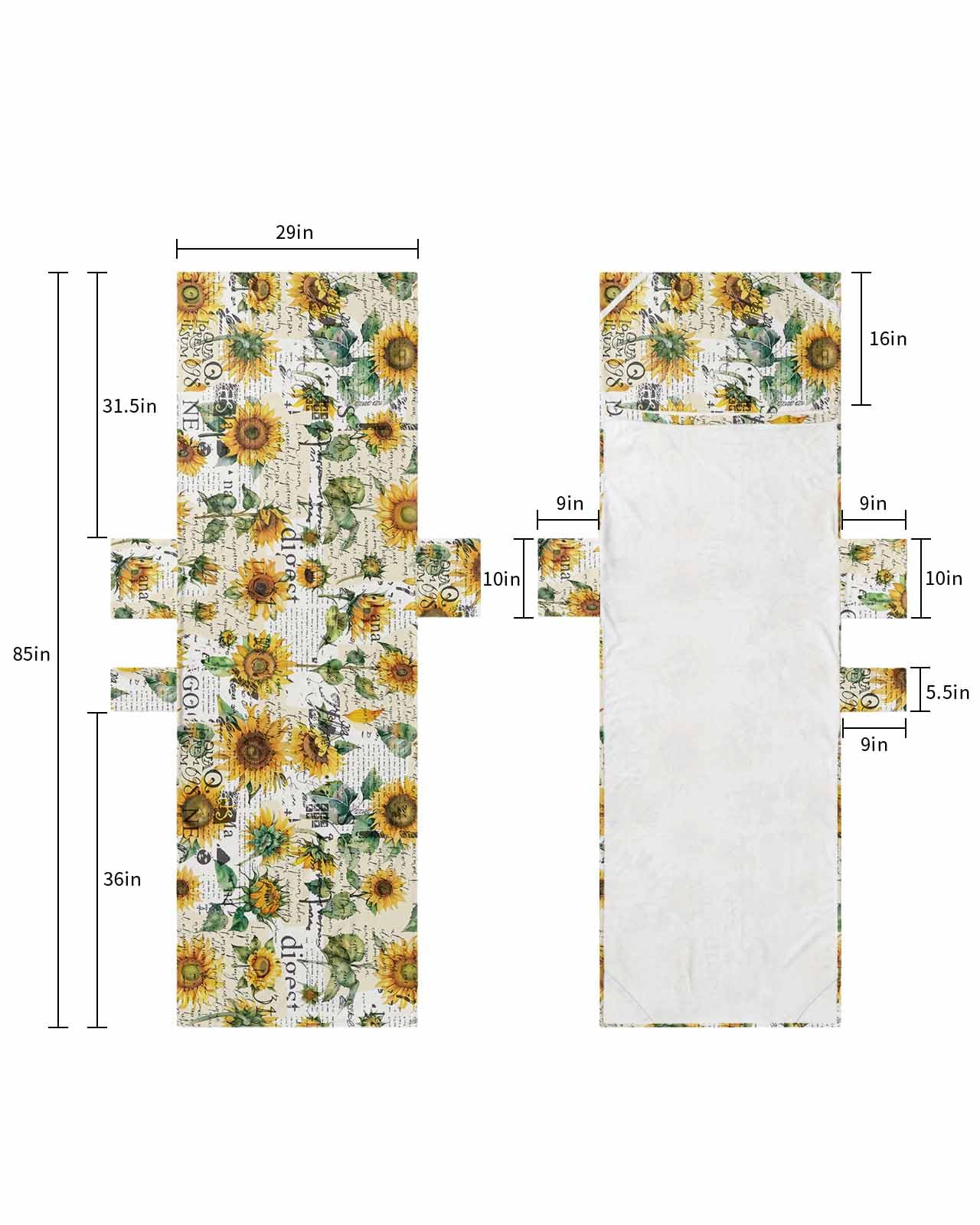 Sunflower Beach Lounge Chair Towel Cover, Soft Chaise Lounge Towel with Side Pockets Patio Pool Chairs Cover for Beach/Pool Sunbathing 29x85 Vintage Spring Summer Botanical Floral White