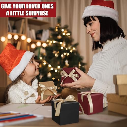 Miniatura 6 de Zhanmai 30 cajas de regalo pequeñas con tapas, cajas de regalo de Navidad cuadradas de 4 pulgadas con embalaje de cinta dorada, cajas de regalo de