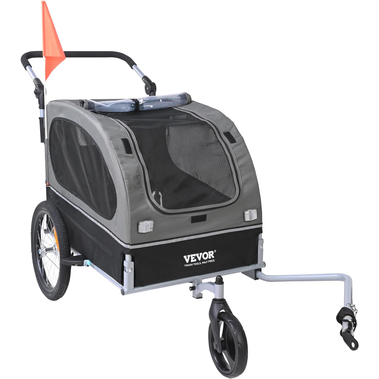 VEVOR Remorque vélo pour Chien, Charge 40 kg, Poussette d'animaux de Compagnie 2 en 1, Cadre Pliable Facile avec Roue à dégagement Rapide, coupleur de vélo Universel, Laisse Interne