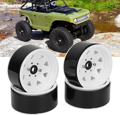 Miniatura 2 de Alomejor Juego de 4 ruedas Beadlock de 1.9 pulgadas para llantas RC 110 RC Crawler con llanta de rueda de 8 radios (blanco)