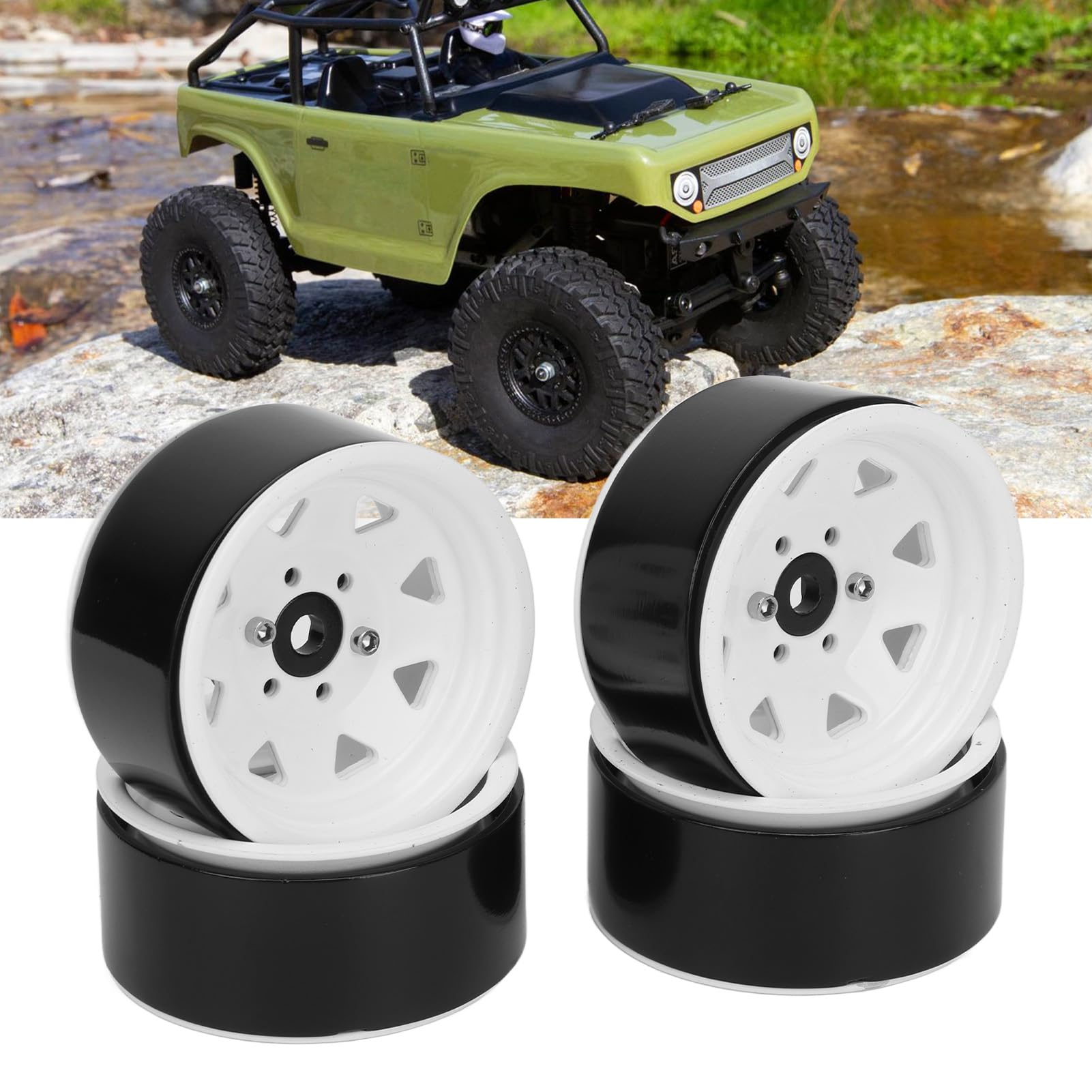 4 szt. 1,9 cala felgi RC uniwersalne dopasowanie mocne wsparcie 8 szprych zestaw obręczy koła dla Axial SCX10 SCX10 II SCX10 III (Biały)