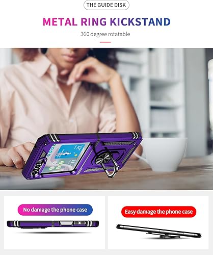 Miniatura 6 de ONOLA Funda para Samsung Galaxy Z Flip 5 con protección de bisagra y soporte magnético de anillo giratorio 360, para teléfono Samsung Z Flip 5