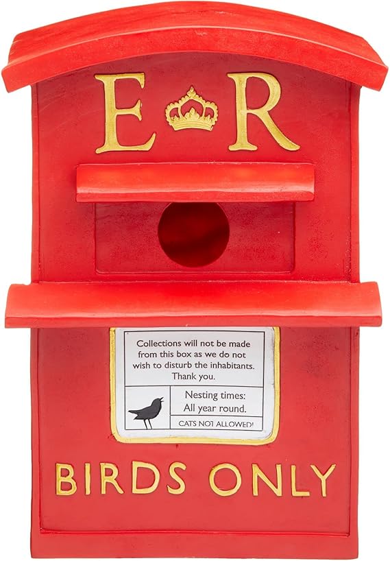 Wrenbury Post Box Bird House Traditional Red Postbox Bird Box UV