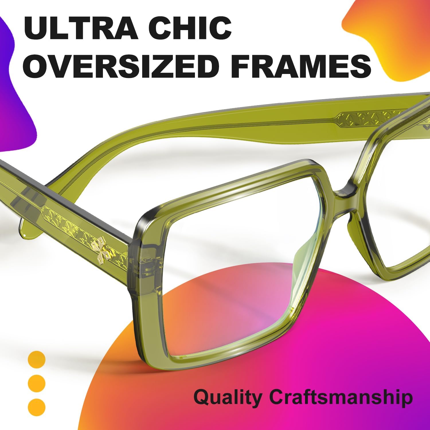 VISOONE Oversized TR90 Blue Light Blocking Glasses Fashion Accessories Non Prescription for Women Harvard - Image 4