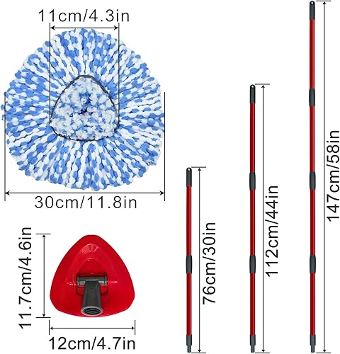 Miniatura 8 de Cabezal de repuesto para mopa giratoria, base, fregador, mango de fregona para sistema de 2 tanques OCedar RinseClean, incluye 2 repuestos de mopa