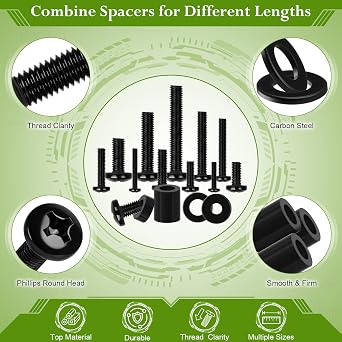 Universal TV Mounting Hardware Kit, TV Bracket Screws, 68Pcs M4 M5 M6 M8 Universal VESA Screws, Bolts, Spacers & Washers for Most TV Mount, Wall Bracket and TV Stand, Fits TVs Up to 80 Inches