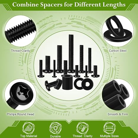Universal TV Mounting Hardware Kit, TV Bracket Screws, 68Pcs M4 M5 M6 M8 Universal VESA Screws, Bolts, Spacers & Washers for Most TV Mount, Wall Bracket and TV Stand, Fits TVs Up to 80 Inches