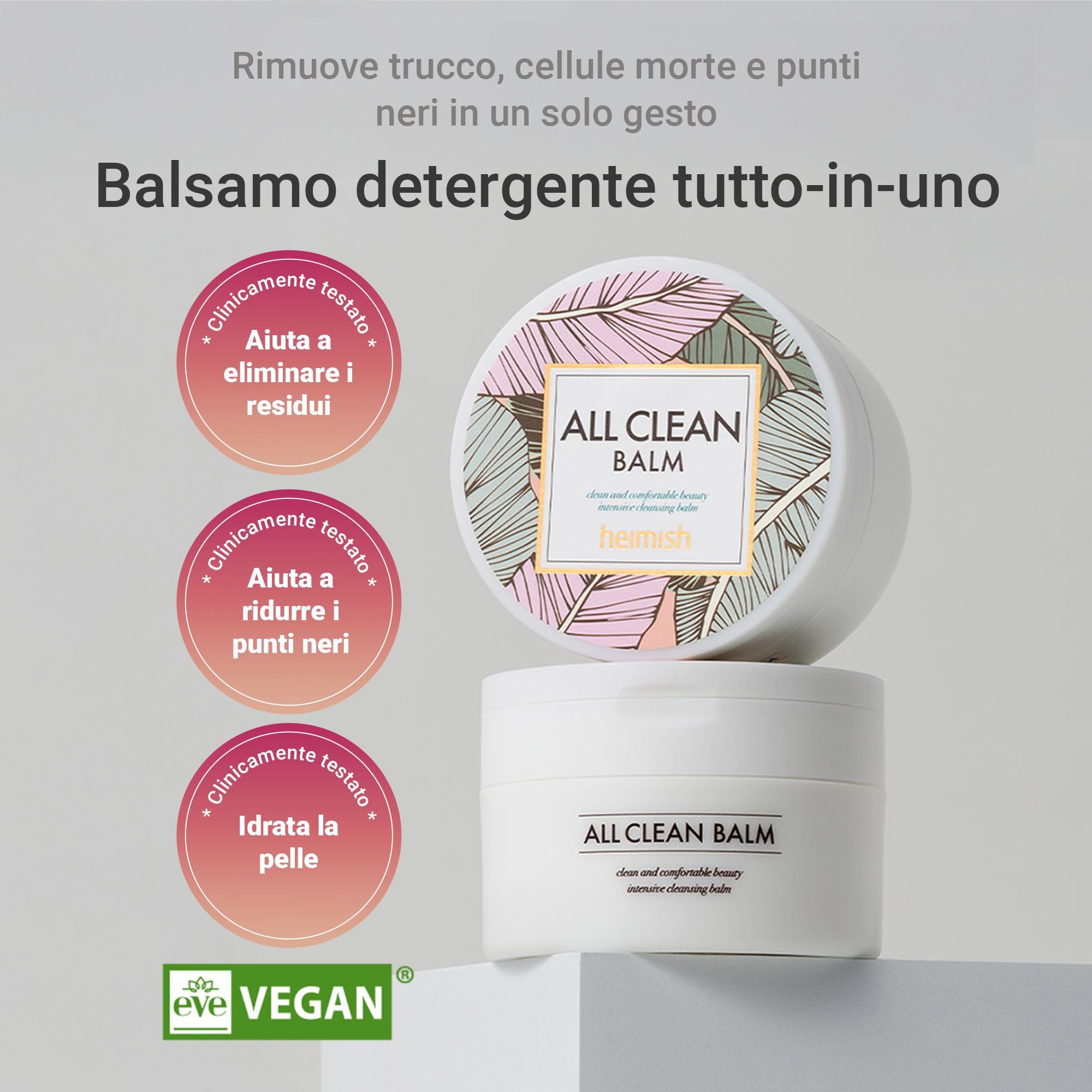 HEIMISH All Clean Balm 4.0fl.oz/120ml - Baume nettoyant multi-usages | Démaquillant, nettoyant pour le visage, soin des points noirs, hydratant | Huile d'arôme naturel, formule baume-à-huile