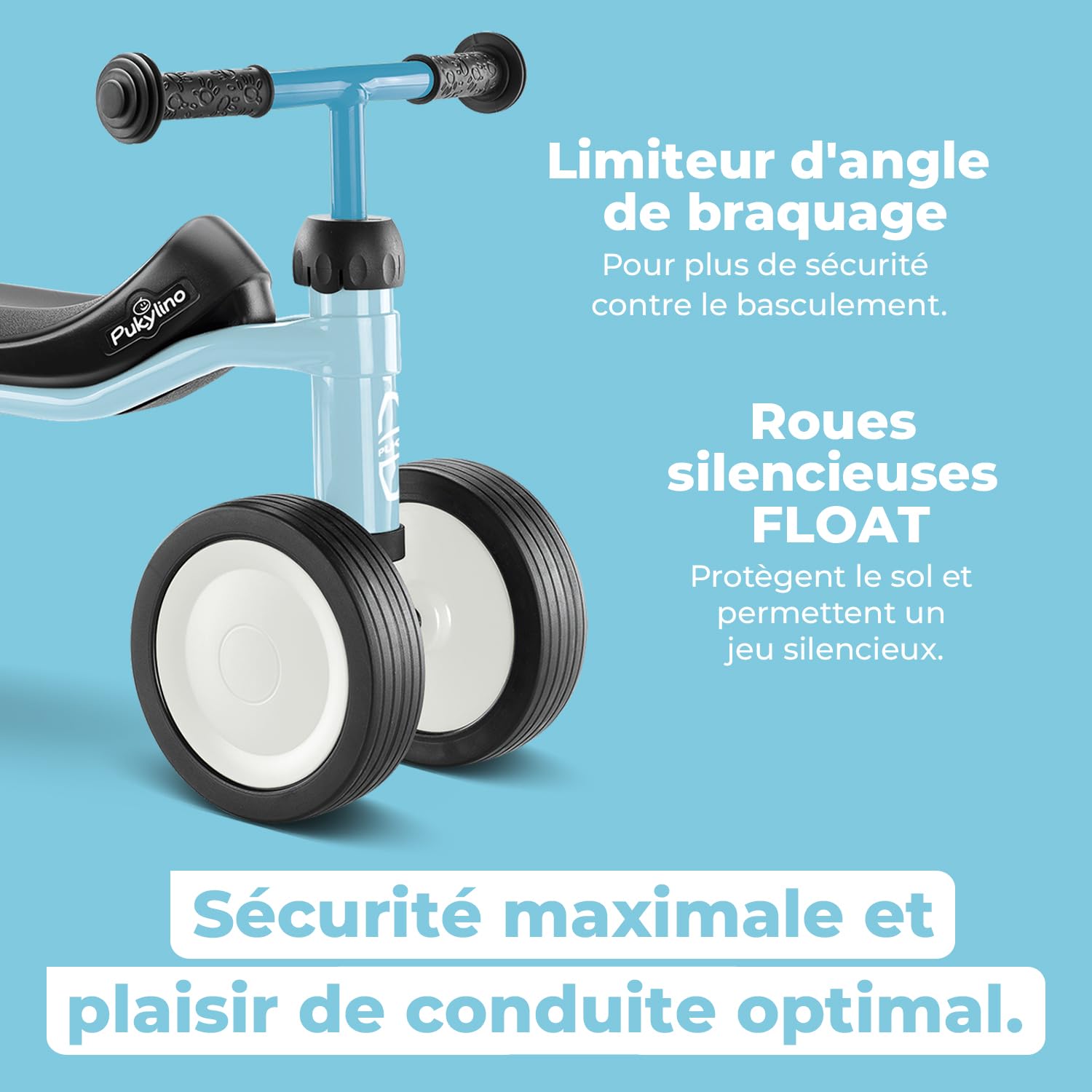 PUKY PUKYLINO Bleu Rétro | Draisienne Bebe 1 an | Velo Bebe sans pédales | Draisienne evolutive avec poignées sécurité, siège Ergonomique et Roues silencieuses | Revêtement Antichoc | Jouet bébé 1 an