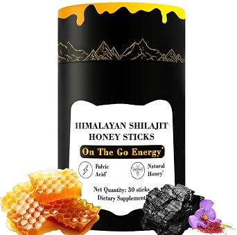 Shilajit Honey Sticks, Pure Himalayan Shilajit & ORGANIC HONEY & Saffron 30 Sticks - 85+ Minerals, 3-Ingredient Natural for Men & Women Energy Immune Support; HB