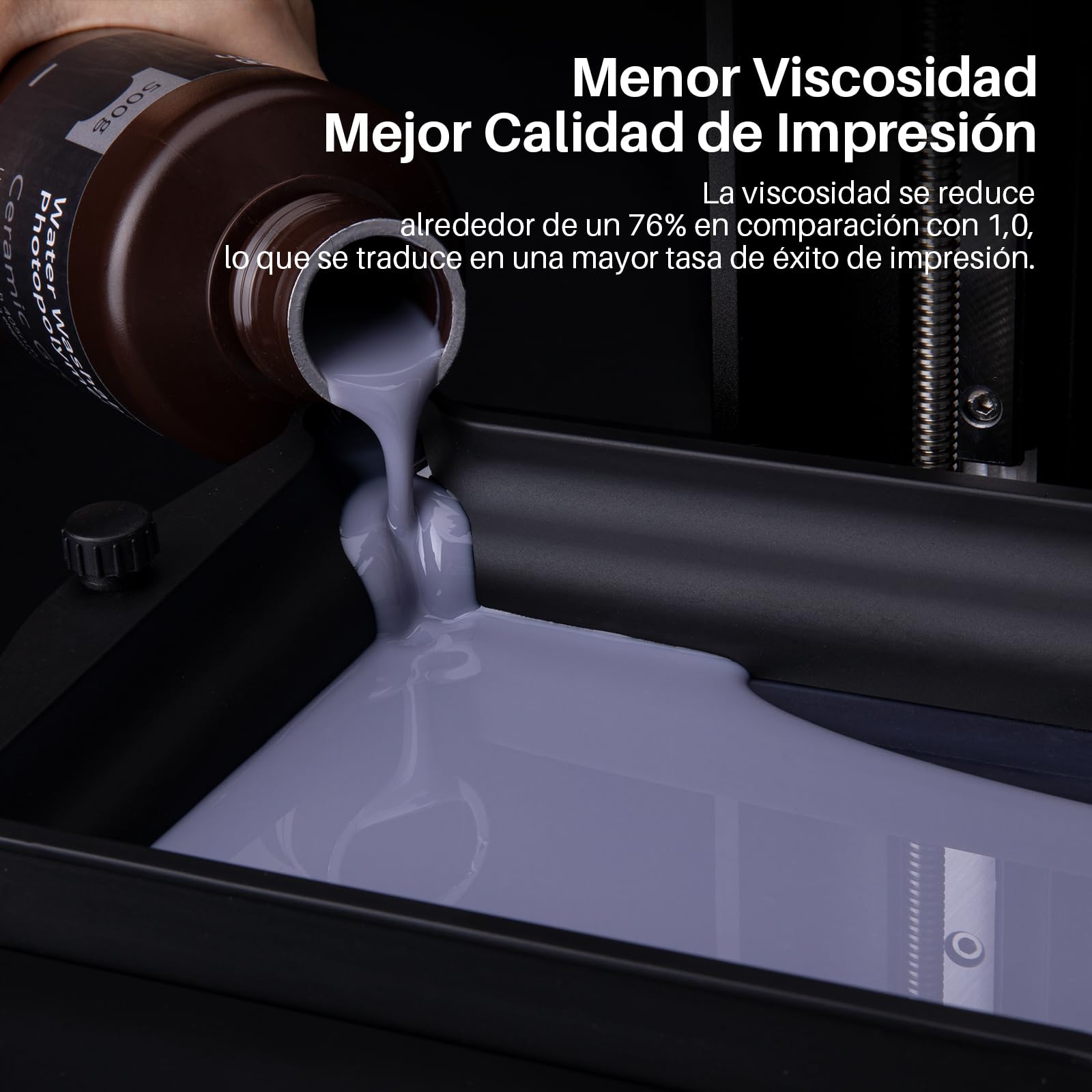 ELEGOO Resina Lavable al Agua 2.0 Gris 2KG, Resina 3D UV Rápido 395-405nm de Baja Contracción y Alta Durabilidad, Resina Fotopolímero 3D para Impresoras 3D Resina LCD/SLA/DLP