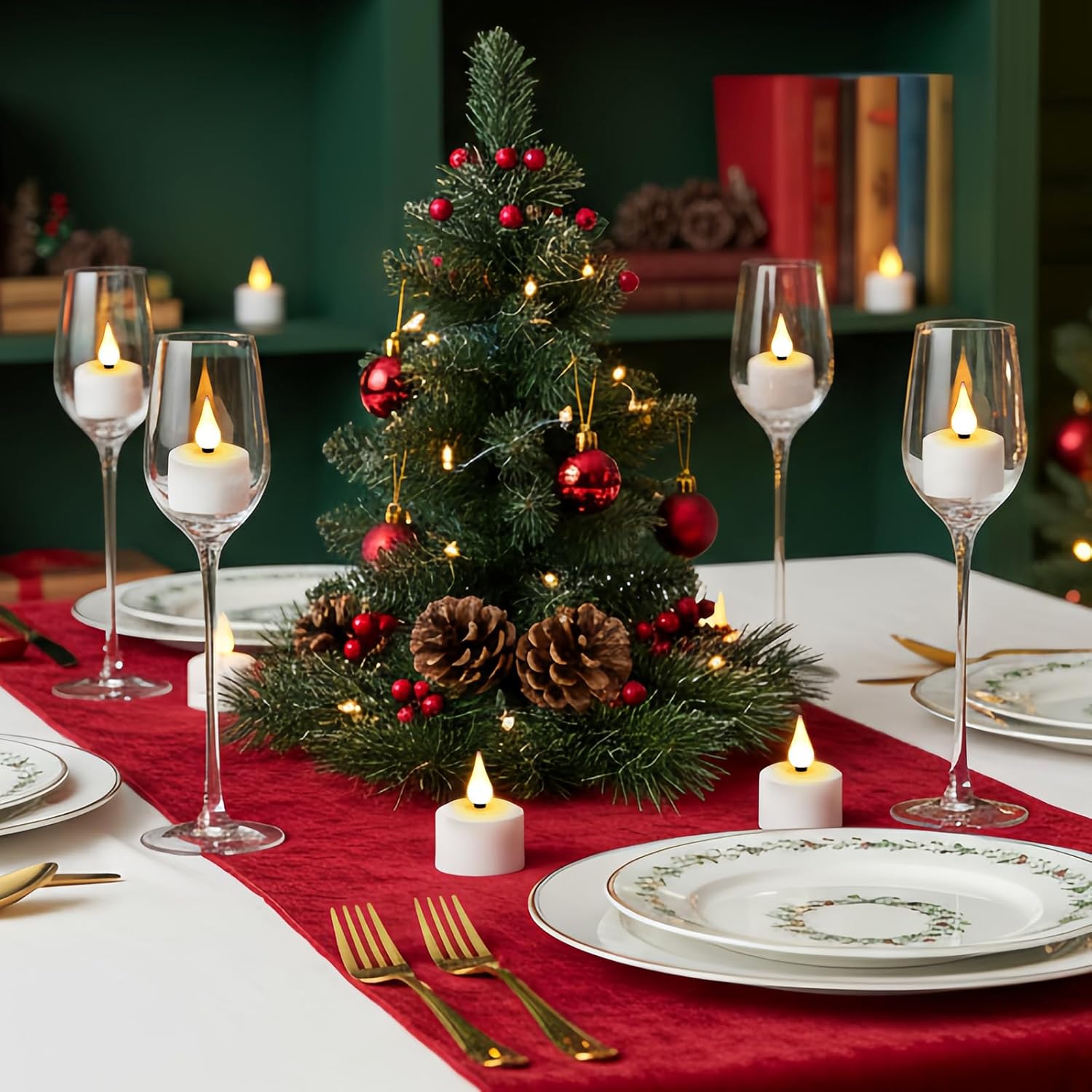 yunsheng Magnetic Rechargeable Tea Light Candles with Black Charging Base and Remote Timer, 12Pcs Battery Operated Tea Lights, LED Flameless Votive Candles for Home Wedding Party Decor(White)