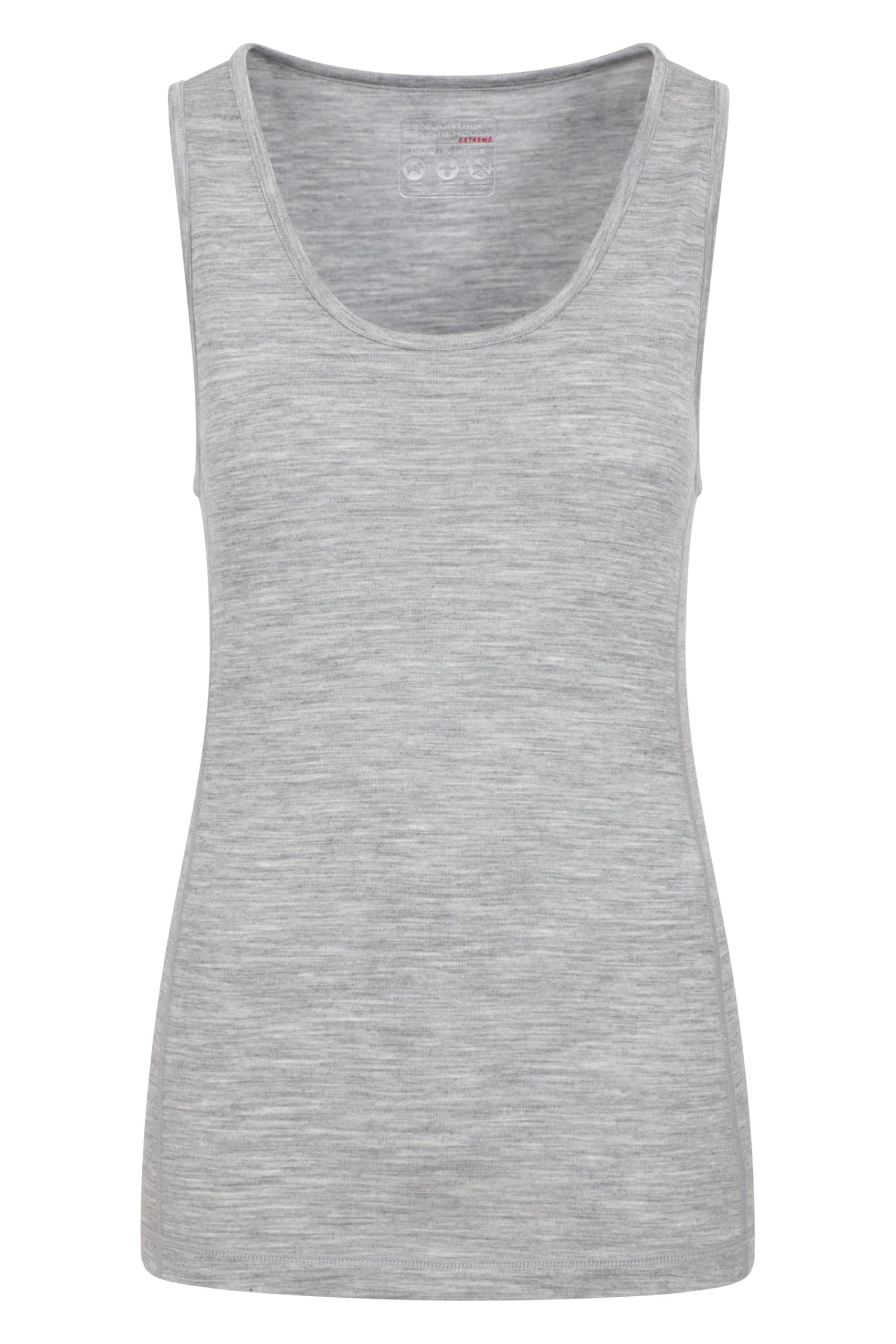 Mountain Warehouse Women's Light Grey Breathable Isotherm Warm Cosy Merino Wool Outdoor Cami Tank Top In | Size: 8