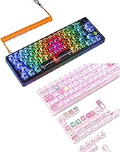 ZIYOU LANG 65% Hot-Swap Wired RGB Mechanical Gaming Keyboard Programmable with Transparent 66 Key and 120 Key Cute Cat Theme PBT Pudding Keycap Set ASA Profile