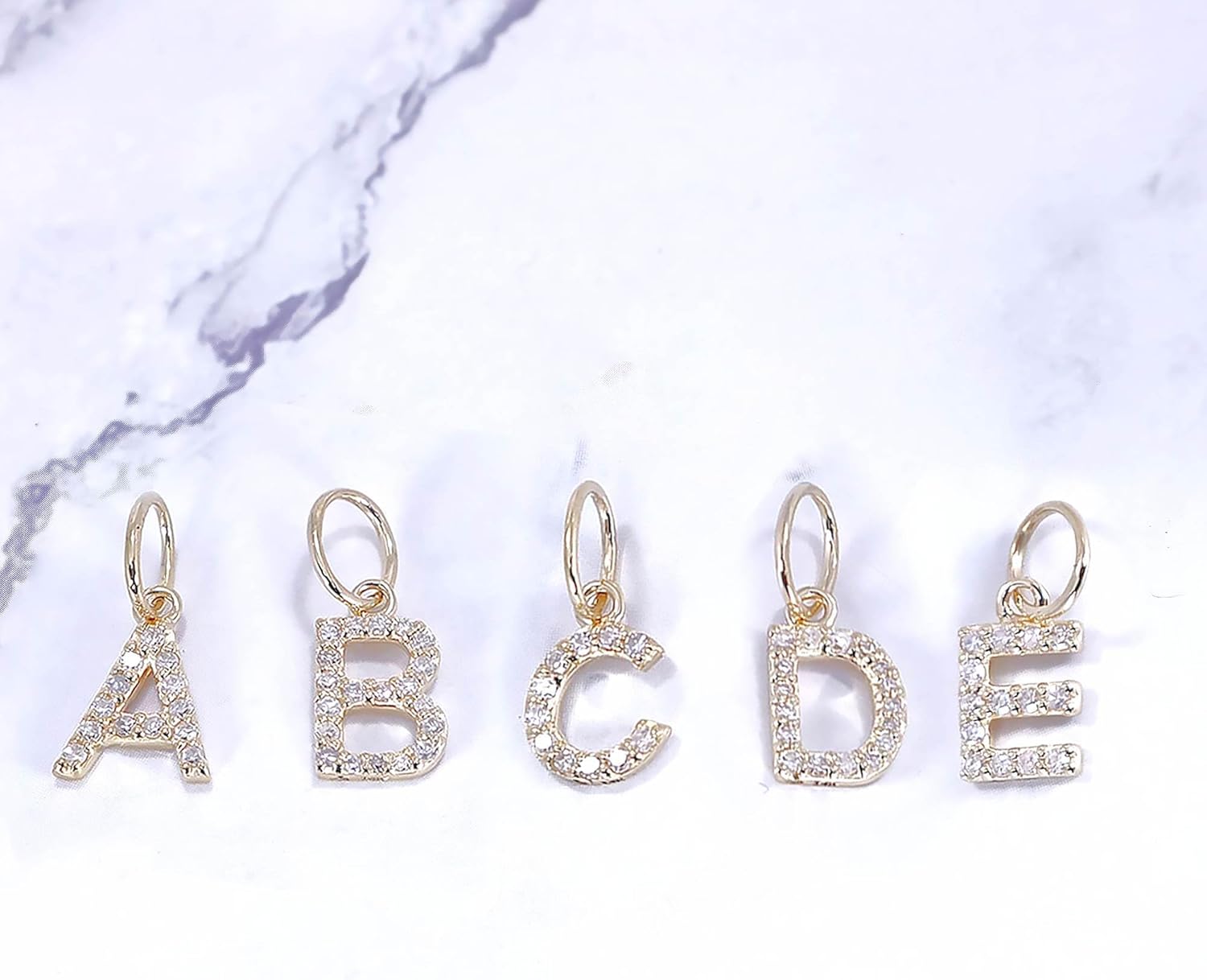 14k Yellow Gold Pendant Necklace A Alphabet Letter Pendant for Men Women Initial Charm Round 1mm White Diamond Pendant Necklace Unisex Fashion Jewelry