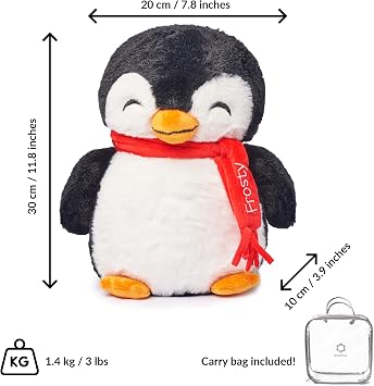 Weighted Stuffed Animals 1.4 Kg for Anxiety | Relief Anxiety Penguin | Stuffed Weighted Plush for Kids & Adults | Weighted Anxiety Teddy | Carrying Bag Included | Machine Washable Weighted Plushies