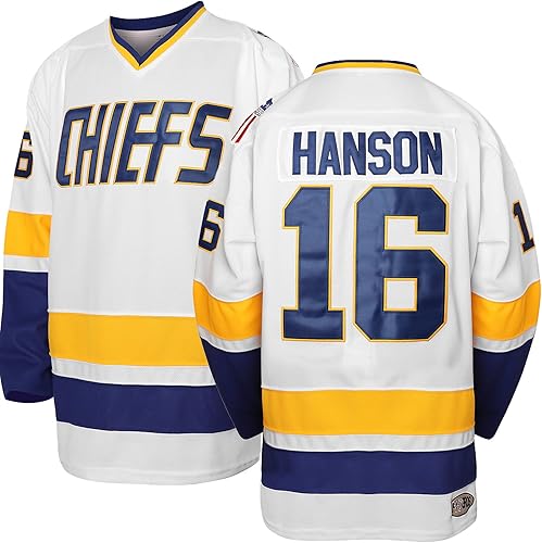 Miniatura 10 de Phoneutrix Hanson Brothers Charlestown Chiefs 16 Jack 17 Steve 18 Jeff Slap Shot Movie Hockey Jersey Azul