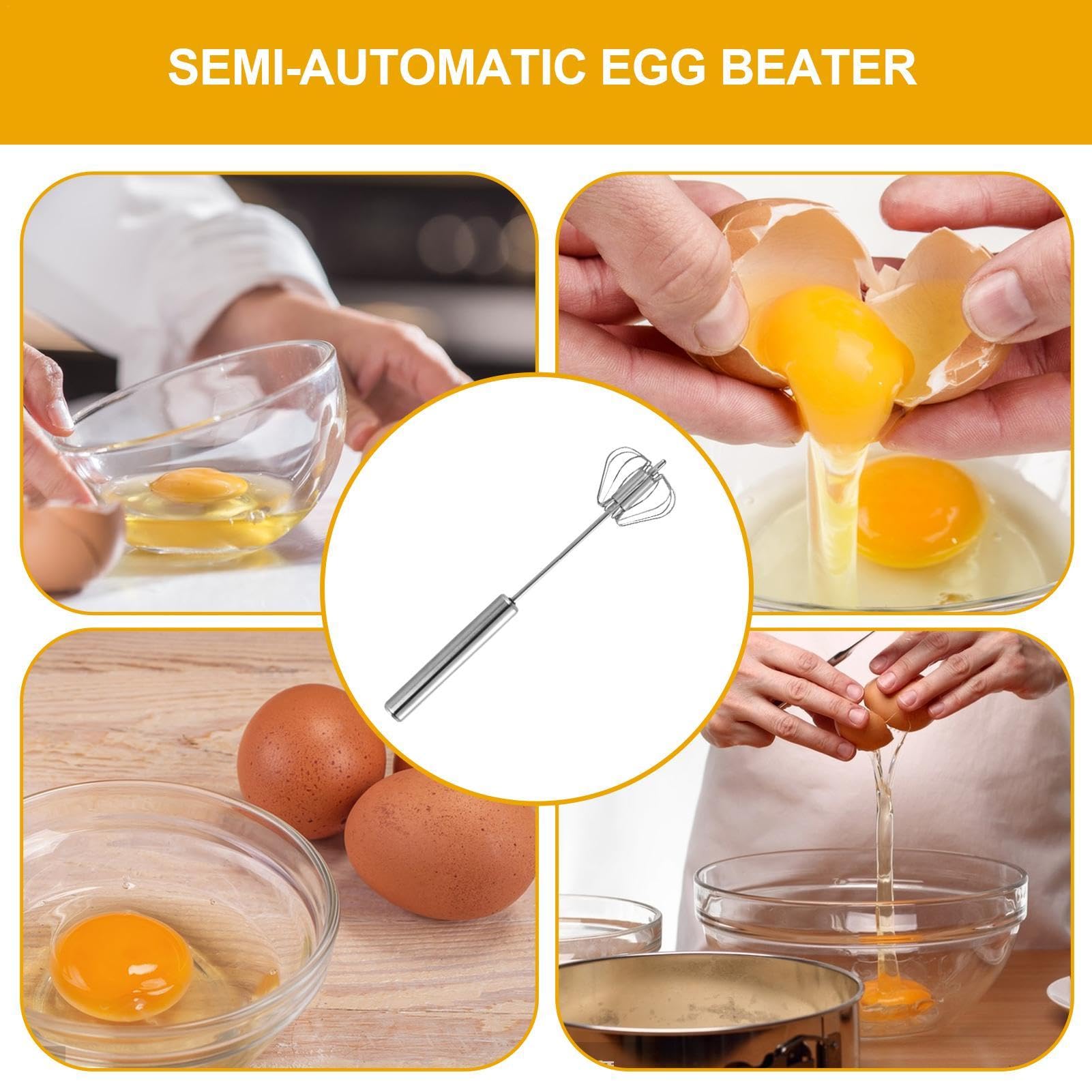 Frusta A Pressione Per Uova Acciaio Inox | Separatore Tuorlo | Battitore Semiautomatico | 10 Pollici - Foto 10