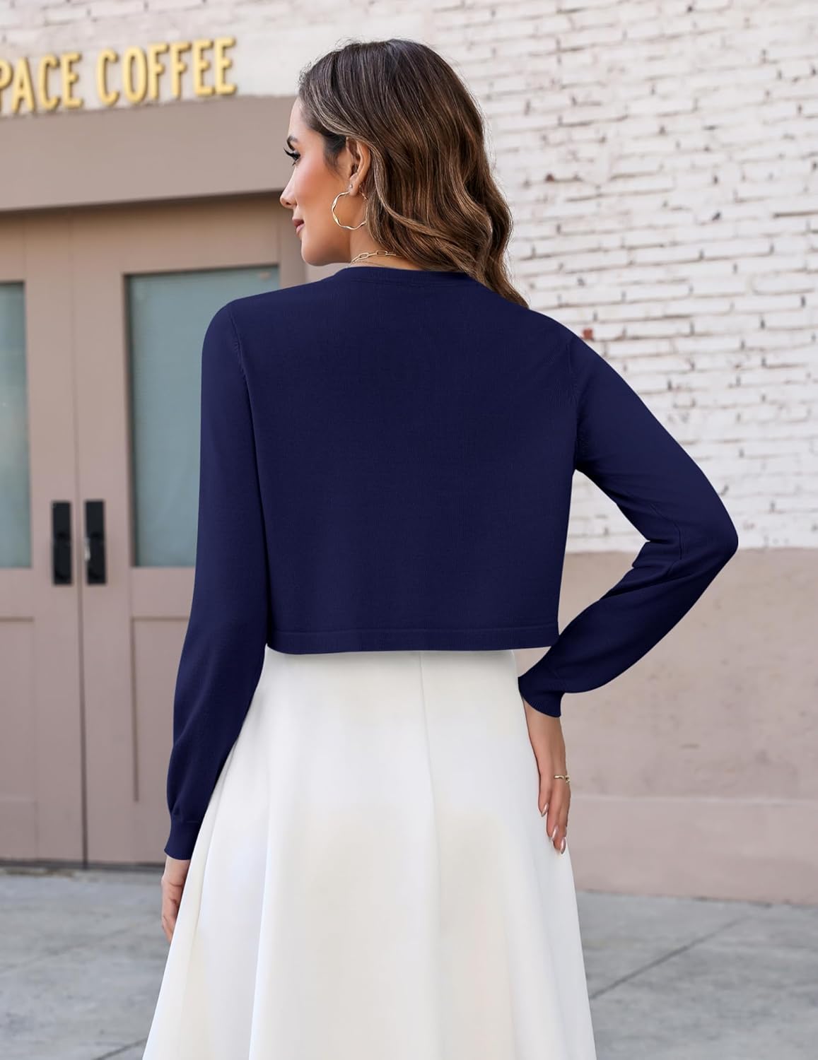 Zeagoo Cropped Cardigan Sweaters for Women Long Sleeve Knit Open Front Bolero Shrug for Dresses - Image 4