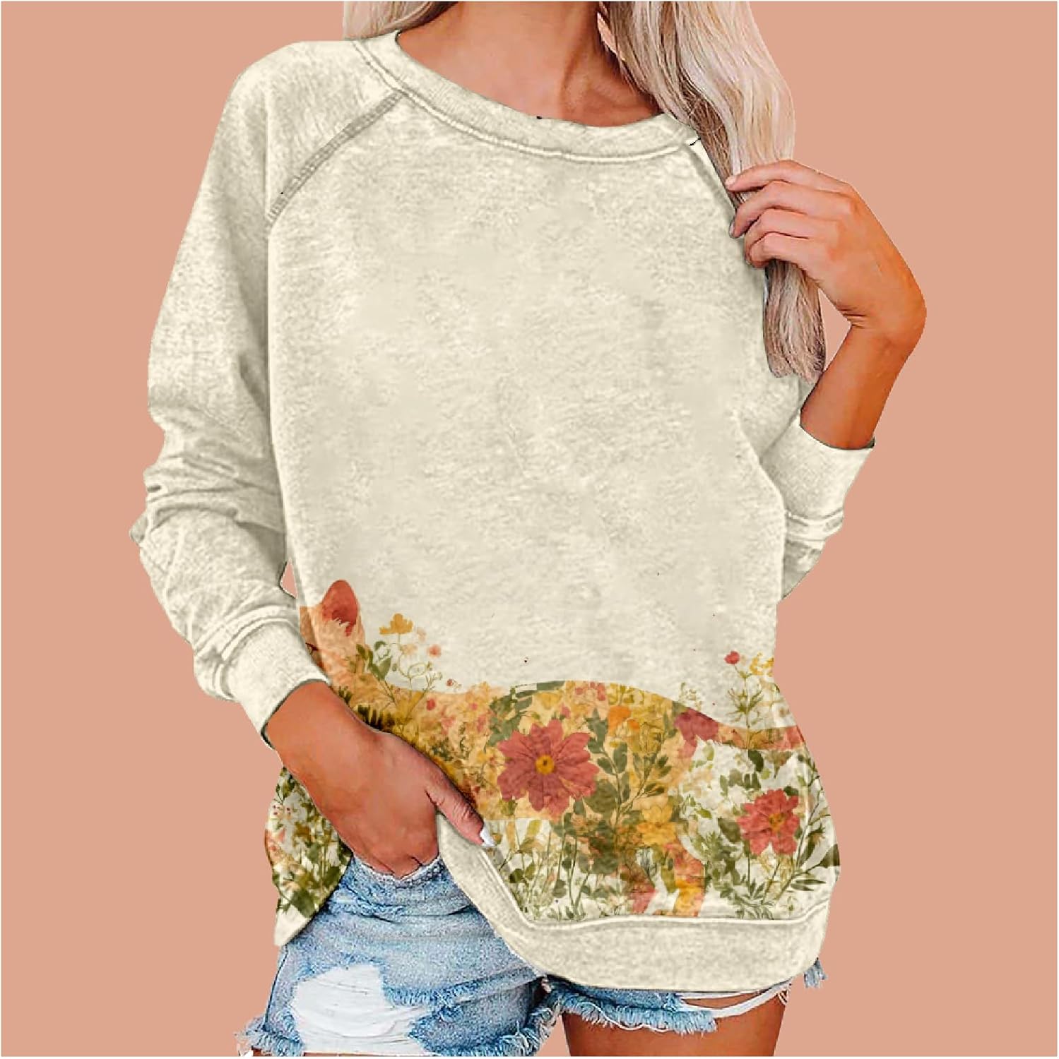 Bengbobar Women's Cartoon Graphic Sweatshirt Cat 3D Printed Round Neck Long Sleeve Oversized Pullover Black Cat Women Top - Image 2