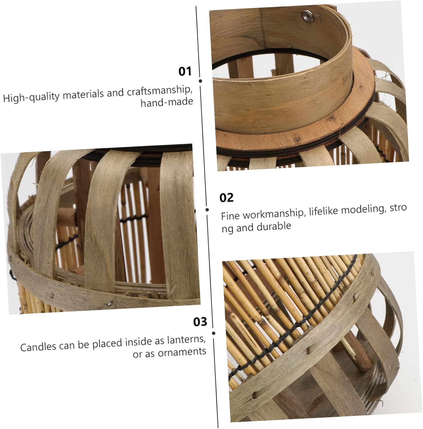 Elegant Retro Style Decorative Candle Lanterns Handmade Woven Country Decor Wooden Candlestick for Home