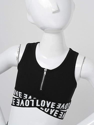 Miniatura 6 de dPois Conjunto de brasier deportivo de hip hop para niñas y niñas, con pantalones atléticos, pantalones de calle