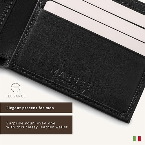 Miniatura 5 de Maruse Billetera plegable delgada de cuero cartera minimalista para hombres, Negro -, Minimalista