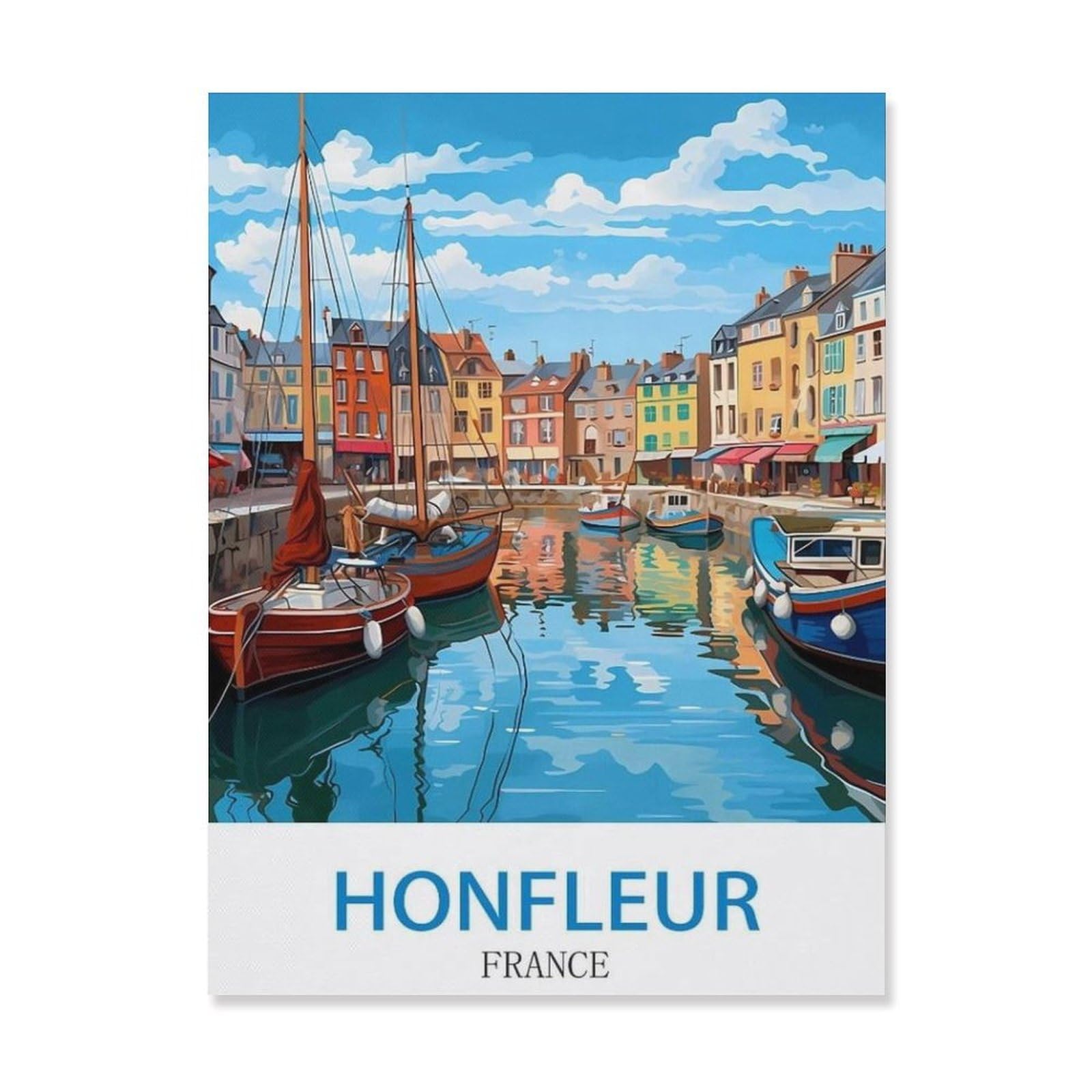 Honfleur France，Paint by Number DIY Oil Painting Paint by Numbers Kits for Adults Beginner Canvas Acrylic Arts Craft for Home Wall Decor Drawing(50x60cm-S38