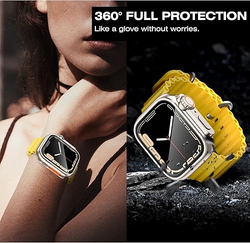 Miniatura 5 de Tensea Funda protectora de pantalla impermeable 2 en 1 para Apple Watch Series 9, 8, 7, 1.77 pulgadas, accesorios funda Apple Watch Ultra Style, la