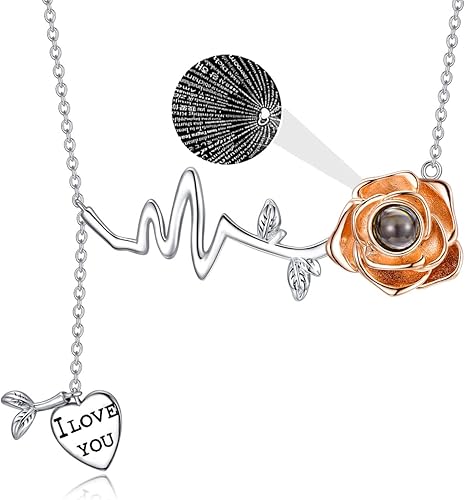 Collar con colgante de plata de ley 925, I Love You en 100 idiomas, collar I Love You Forever, corazón infinito, girasol para mamá, collar con dije
