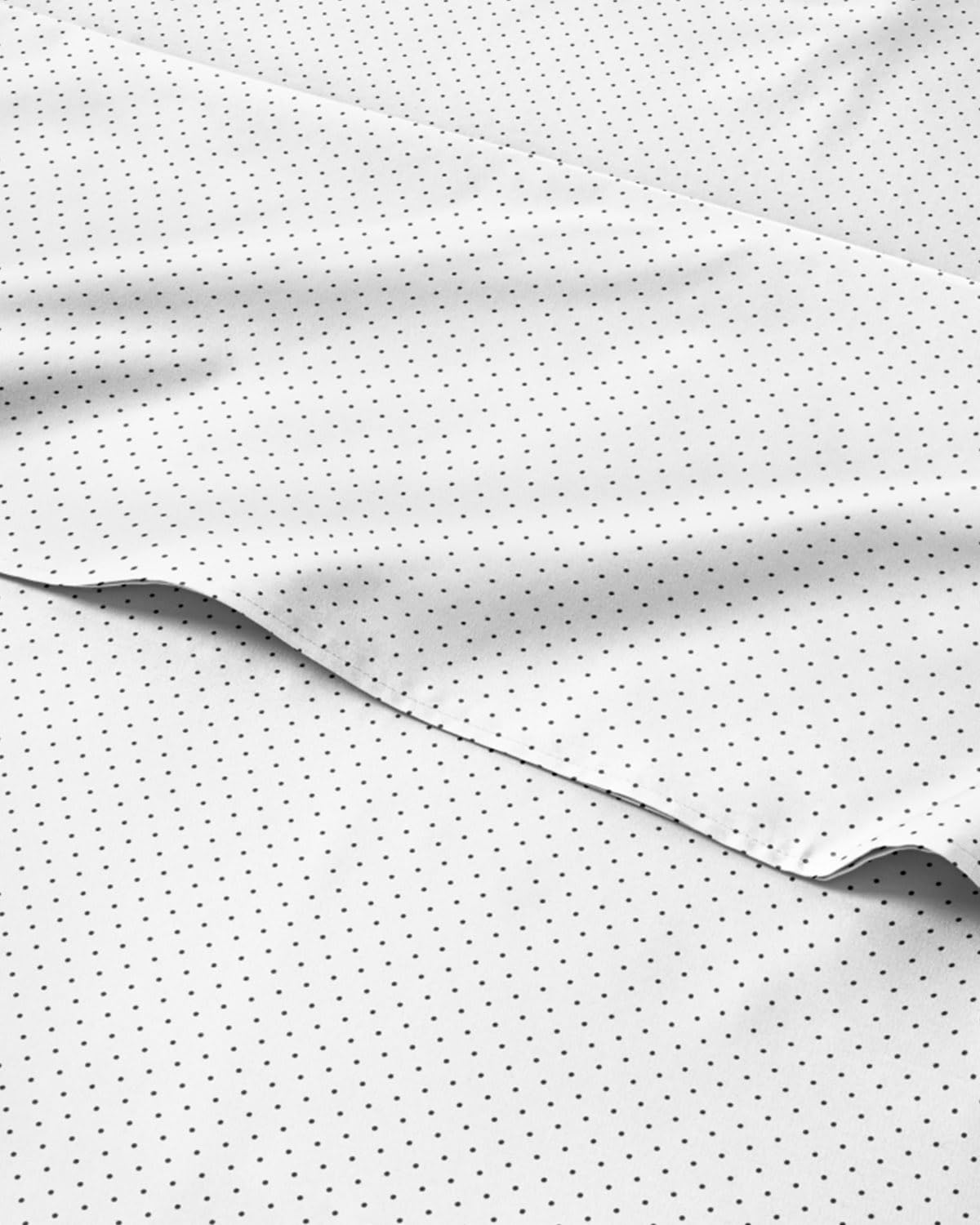 Black Polka Dots Bed Sheet Set – 1 Flat & 1 Fitted Sheet & 2 Pillowcases w/ Deep Pockets – Polka Dot Bedding - Wrinkle & Fade Free - Soft, Breathable