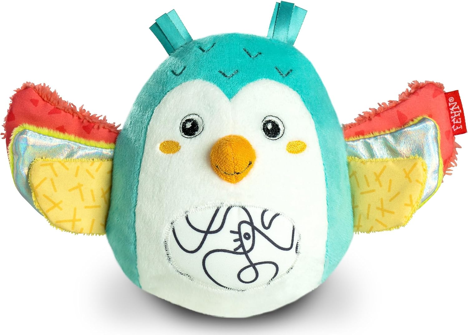 Fehn Owl Toy - Baby Motor Skills Toy - Owl with Rustling Paper and Bell for Babies and Toddlers 6+ Months