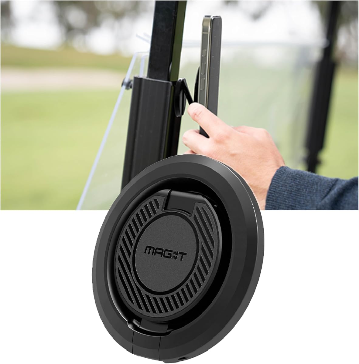 Golf Mag-iT Phone Mount for Golf Cart | Folds Flat to Pocket Size, MagSafe Compatible, Fits Steel & Iron Cart Frames, Compact & Lightweight