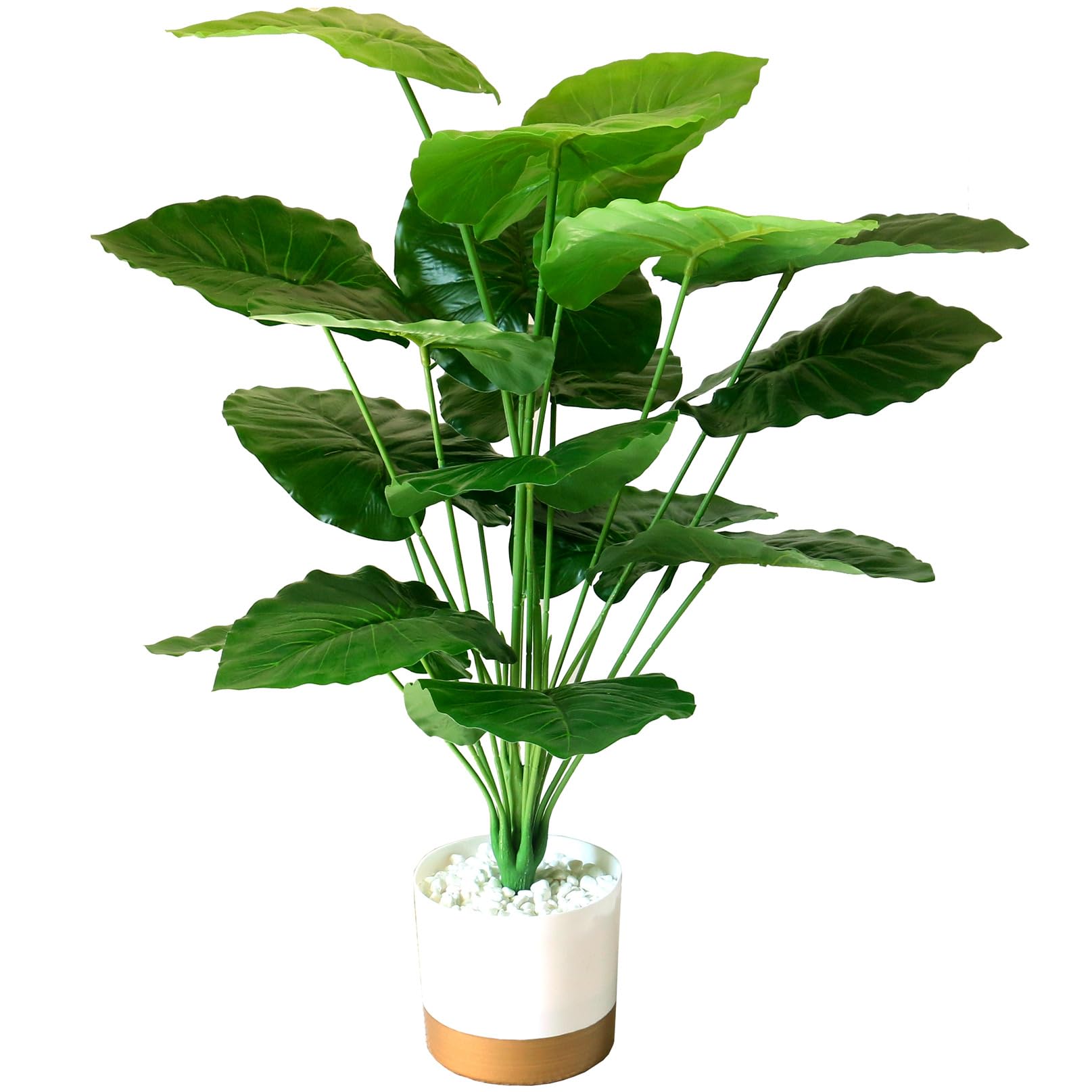YXYQR 65cm Potted Artificial Plants - Realistic Fake Alocasia Plants with Pots Indoor Faux Tropical Plants for Home Decor, Living Room, Modern Office, Farmhouse, Table, Shelf, Corner