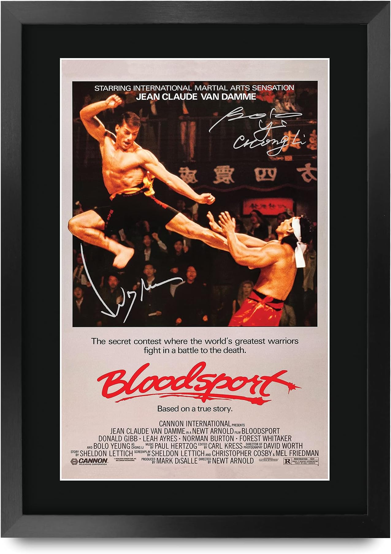 HWC Trading A3 FR BloodSport The Cast Jean-Claude Van Damme Gifts Printed Poster Signed Autograph Picture for Movie Memorabilia Fans - A3 Framed