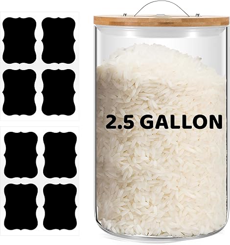 Mifoci Tarros grandes de almacenamiento de vidrio con tapa hermética de bambú, tarro transparente de boca para fermentar kombucha, decapado,