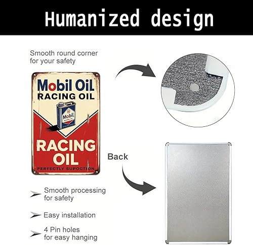 Miniatura 8 de Mobil Oil Racing - Letrero de metal con estampado de aceite de Mobil automotriz, decoración estética de habitación para el hogar, dormitorio,