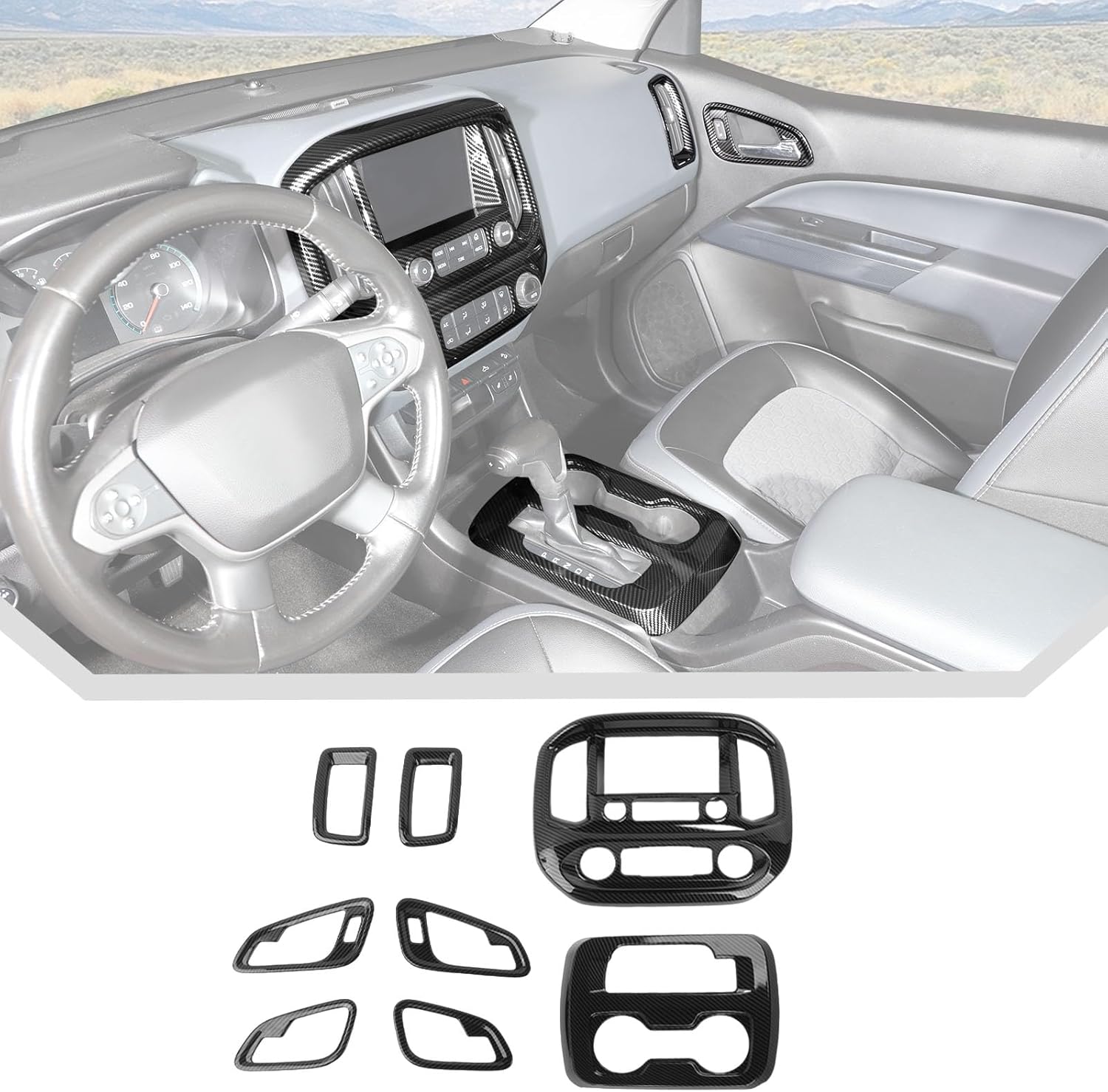 JeCar 8pcs Carbon Fiber Interior Decor Cover Trim Kit for 2014-2022 Chevy Colorado GMC-Canyon Interior Accessorie