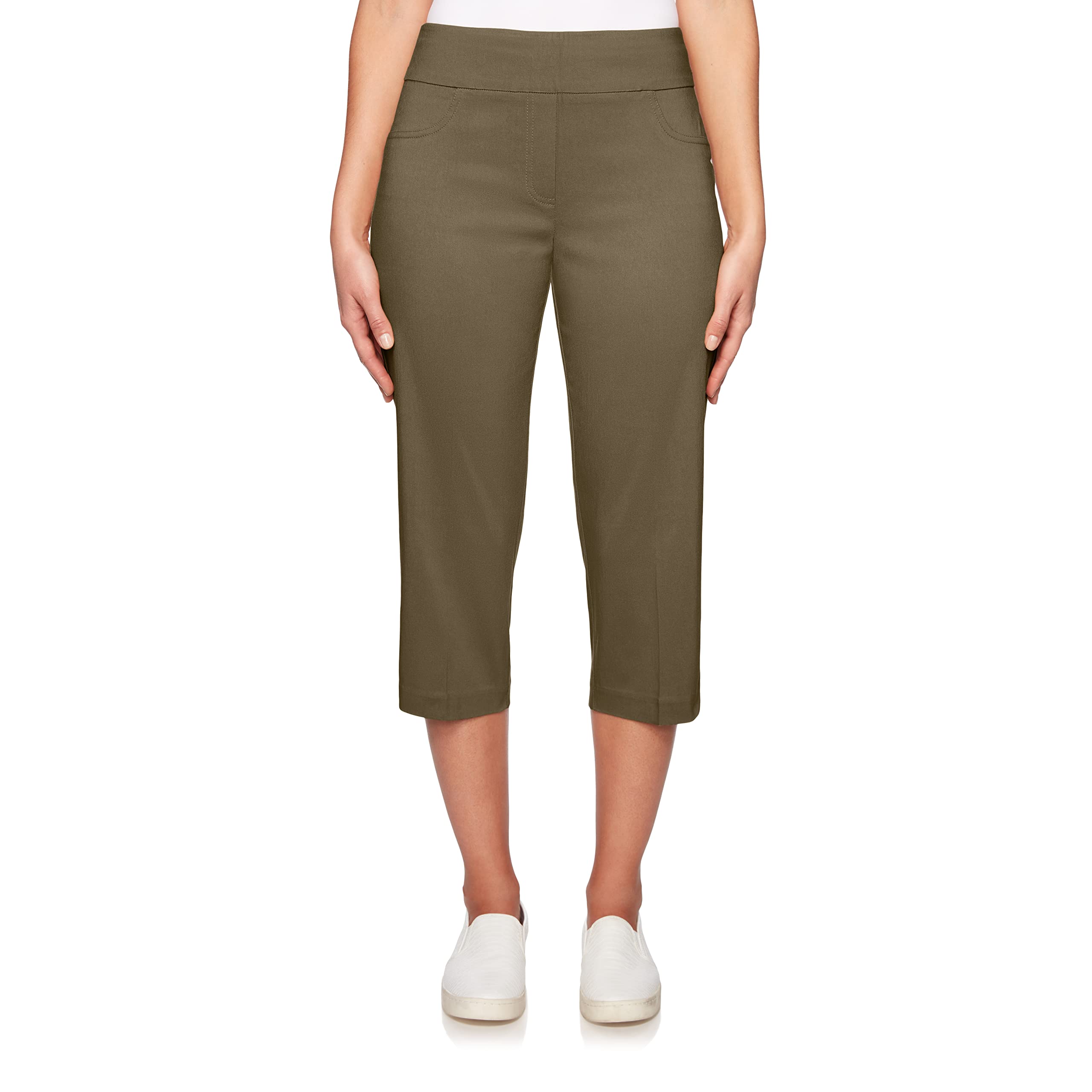 RUBY RD.Womens Mid-Rise Pull-On Straight Solar Millenium Tech Capri