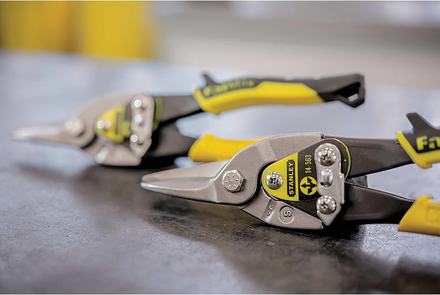Stanley 2-14-563 "MaxSteel" straight Aviation Snips, 9.84", Black/Yellow
